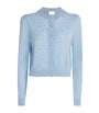 Allude Blue Wool-Cashmere Crystal-Embellished Cardigan