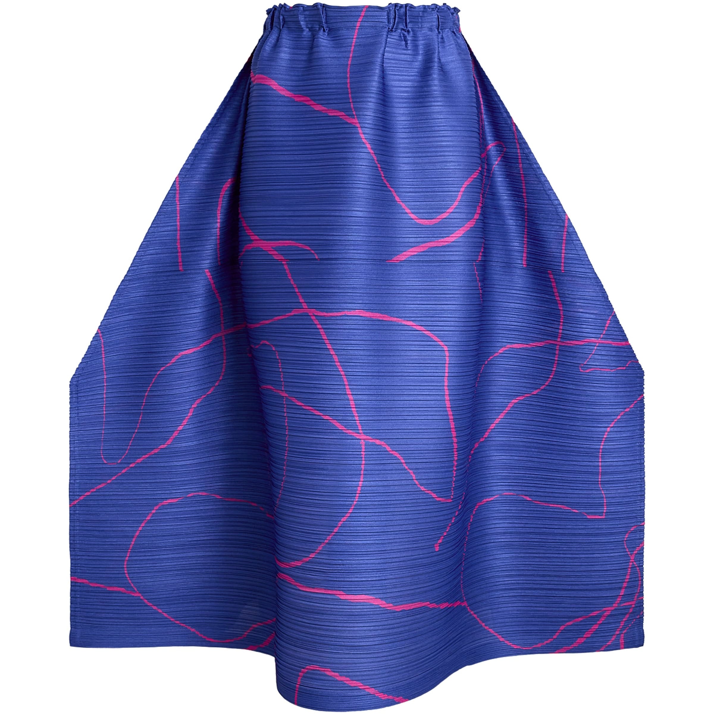 Pleats Please Issey Miyake Blue Printed Pause Midi Skirt