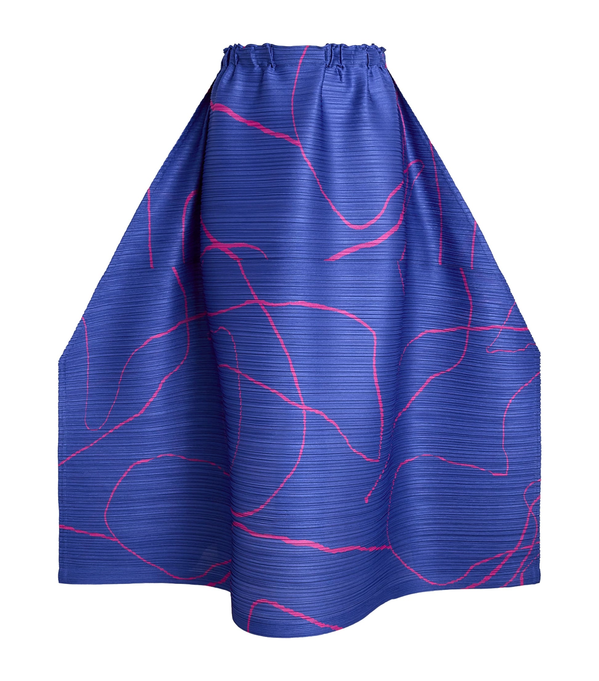 Pleats Please Issey Miyake Blue Printed Pause Midi Skirt