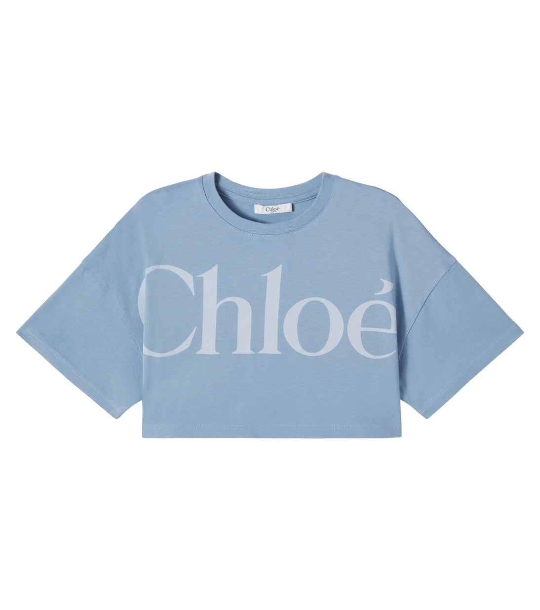 Chloé Kids - تي شيرت قصير من قطن الجيرسيه مزين بالشعار