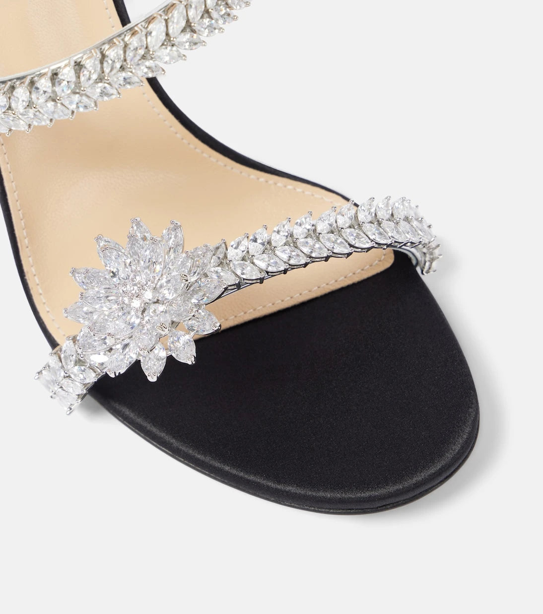 Mach & Mach - Crystal Flower embellished satin sandals