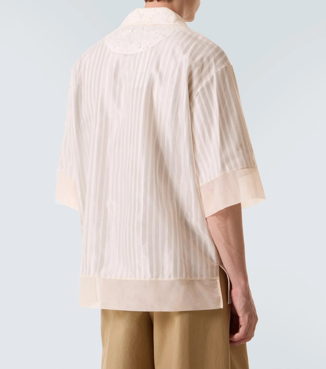 Simone Rocha - Patchwork lace bowling shirt