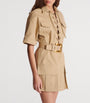 Beige Cotton Belted Mini Dress