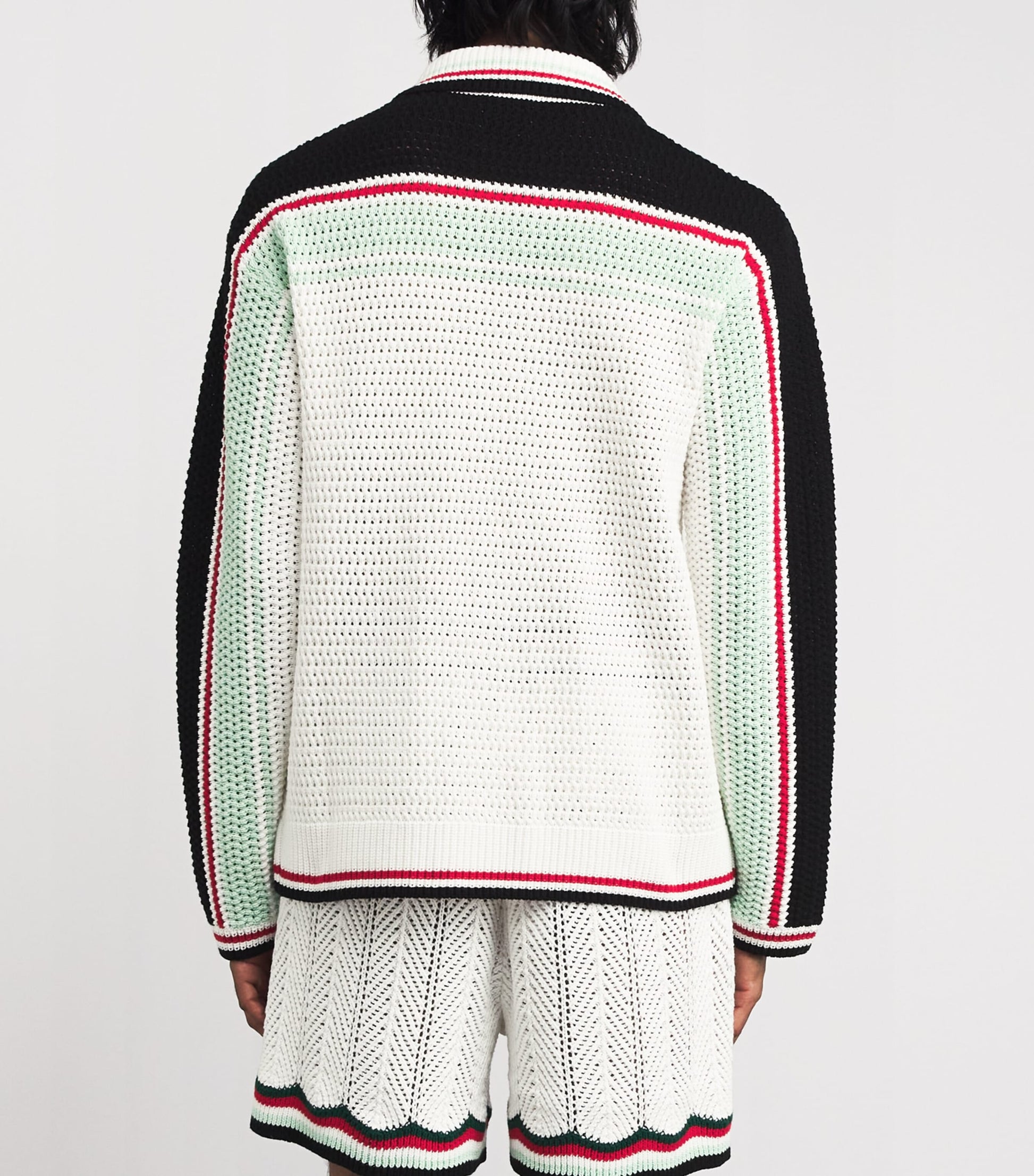 Casablanca Black Cotton Crochet Tennis Overshirt