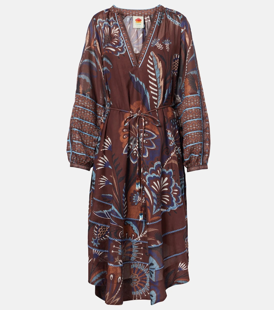 Farm Rio - Delicate Garden Brown printed maxi dress