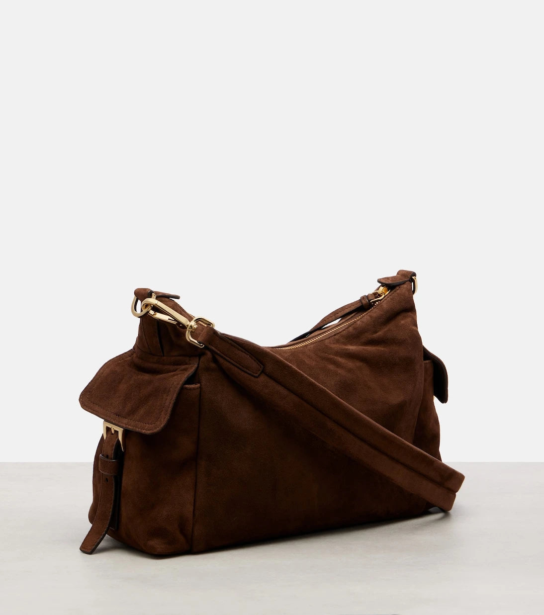 Prada - حقيبة كتف كبيرة من الشامواه طراز Prada Explore