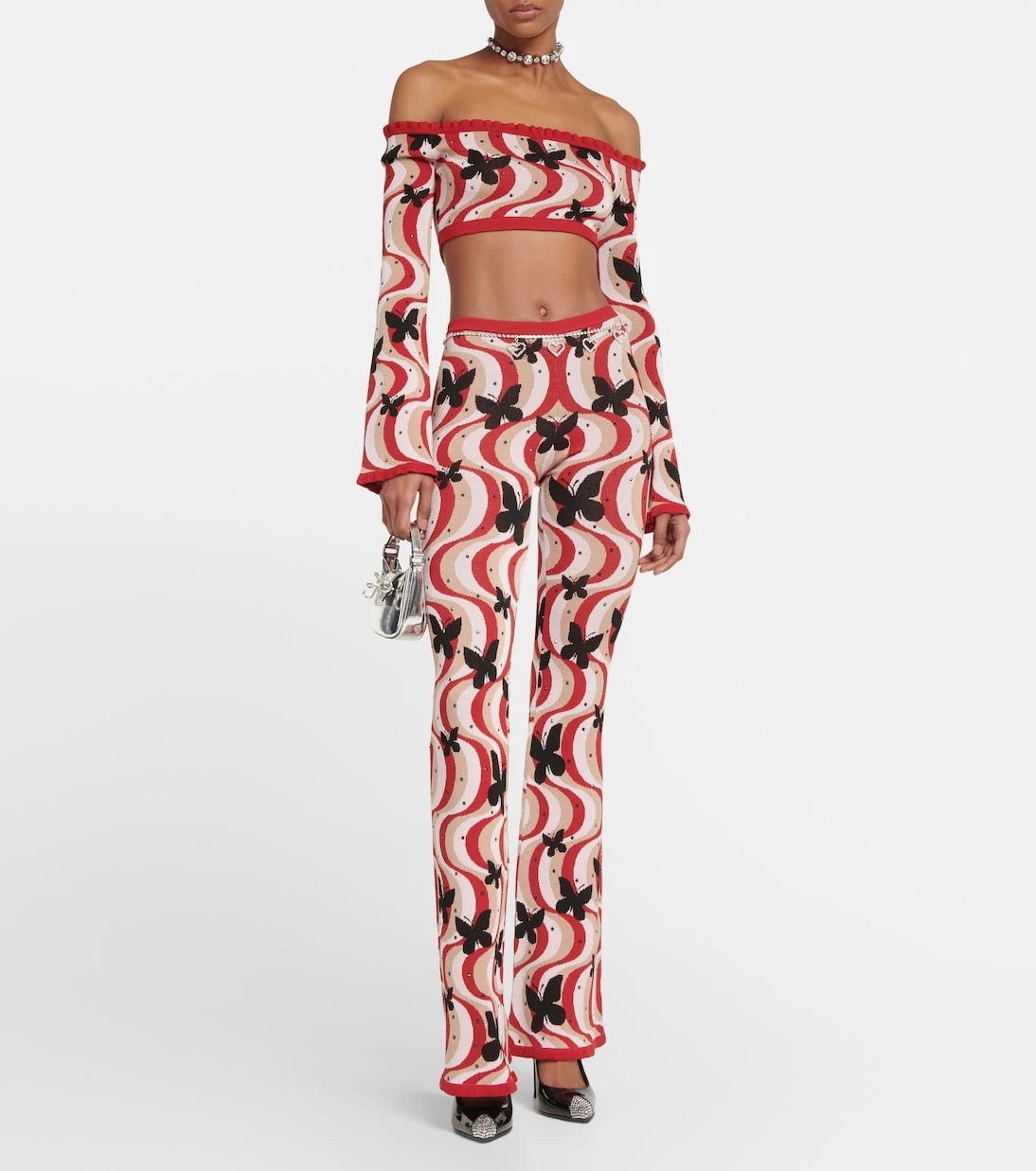 Alessandra Rich - Printed bandeau cropped top