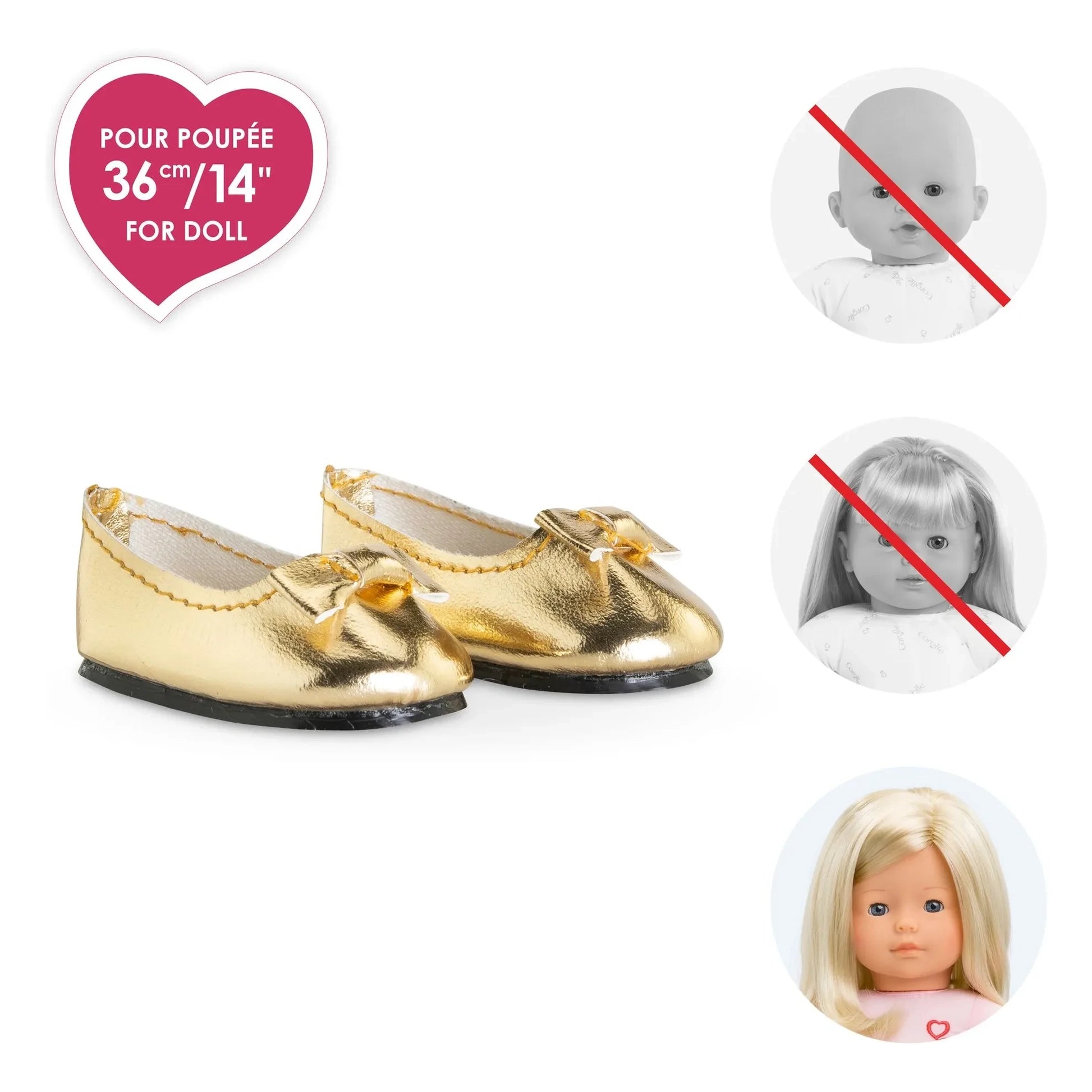 Corolle - Gold ballerinas for doll 36 cm | Gold