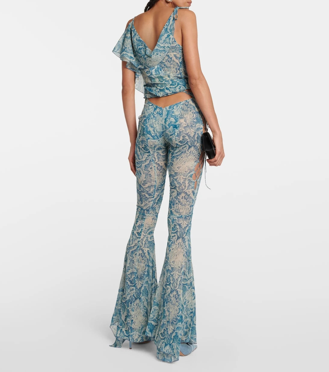 KNWLS - Printed low-rise silk-blend pants