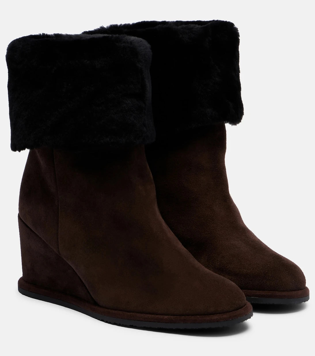 Yves Salomon - Shearling-lined suede wedge ankle boots