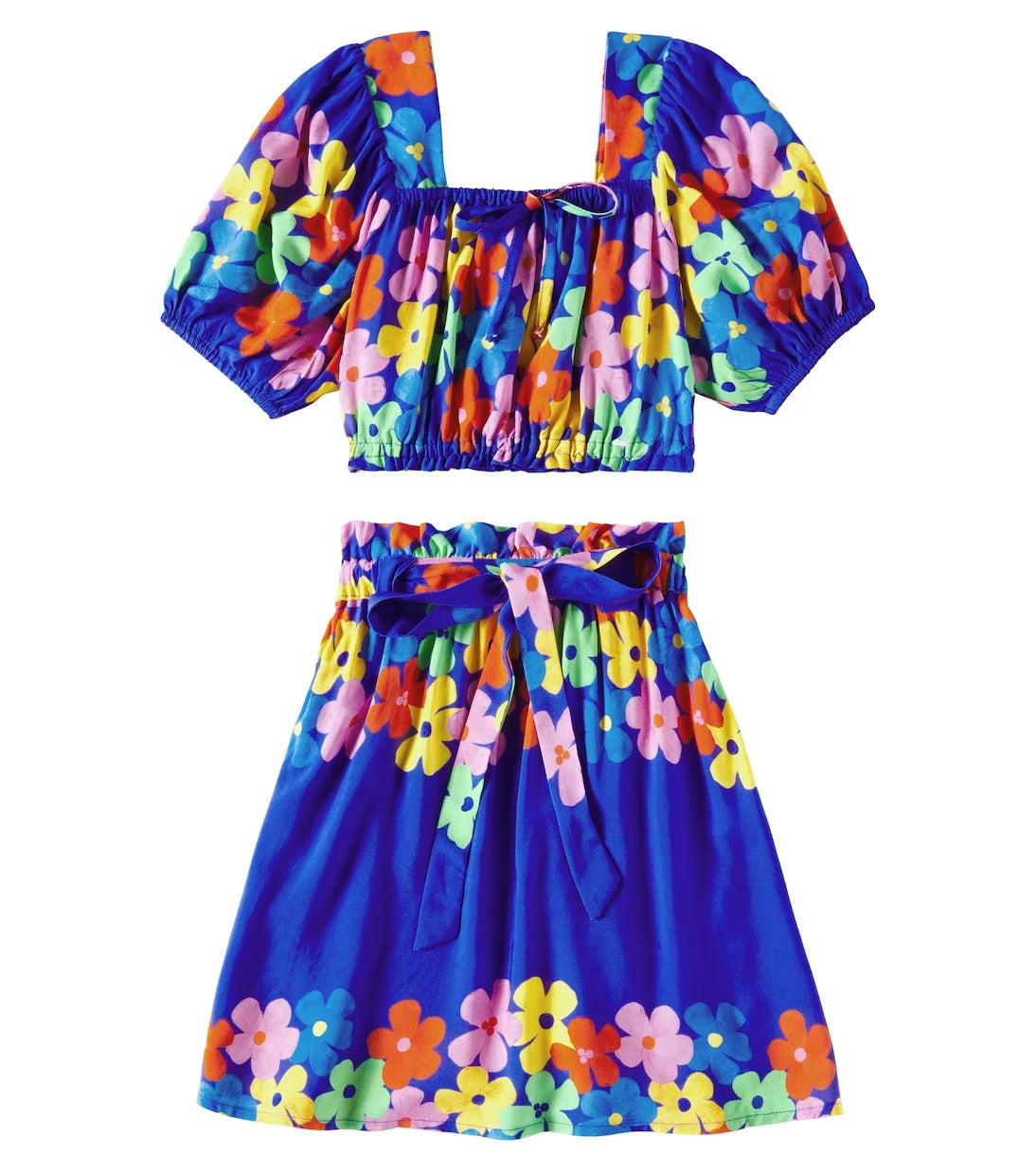 Fábula - Saia Cor-De-Flor cotton top and skirt set