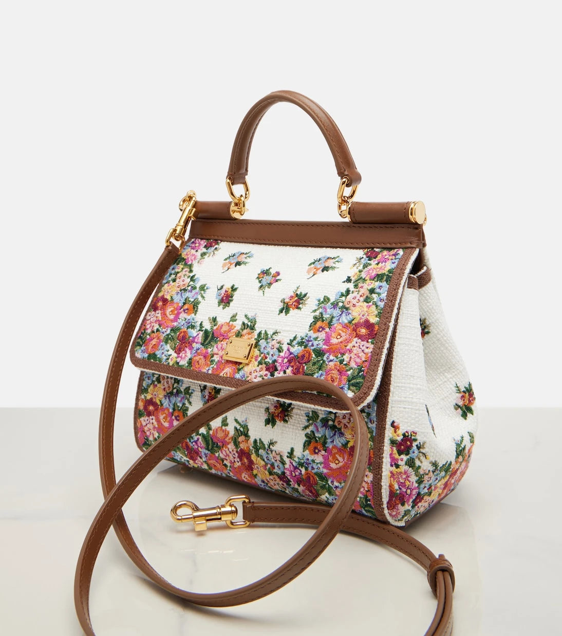 Dolce&Gabbana - حقيبة يد Sicily Medium بحواف جلدية