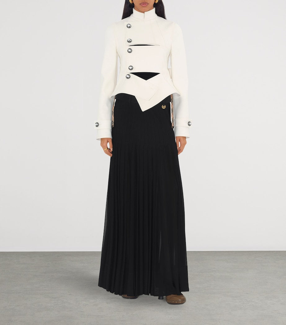 White Cotton-Blend Tailored Jacket