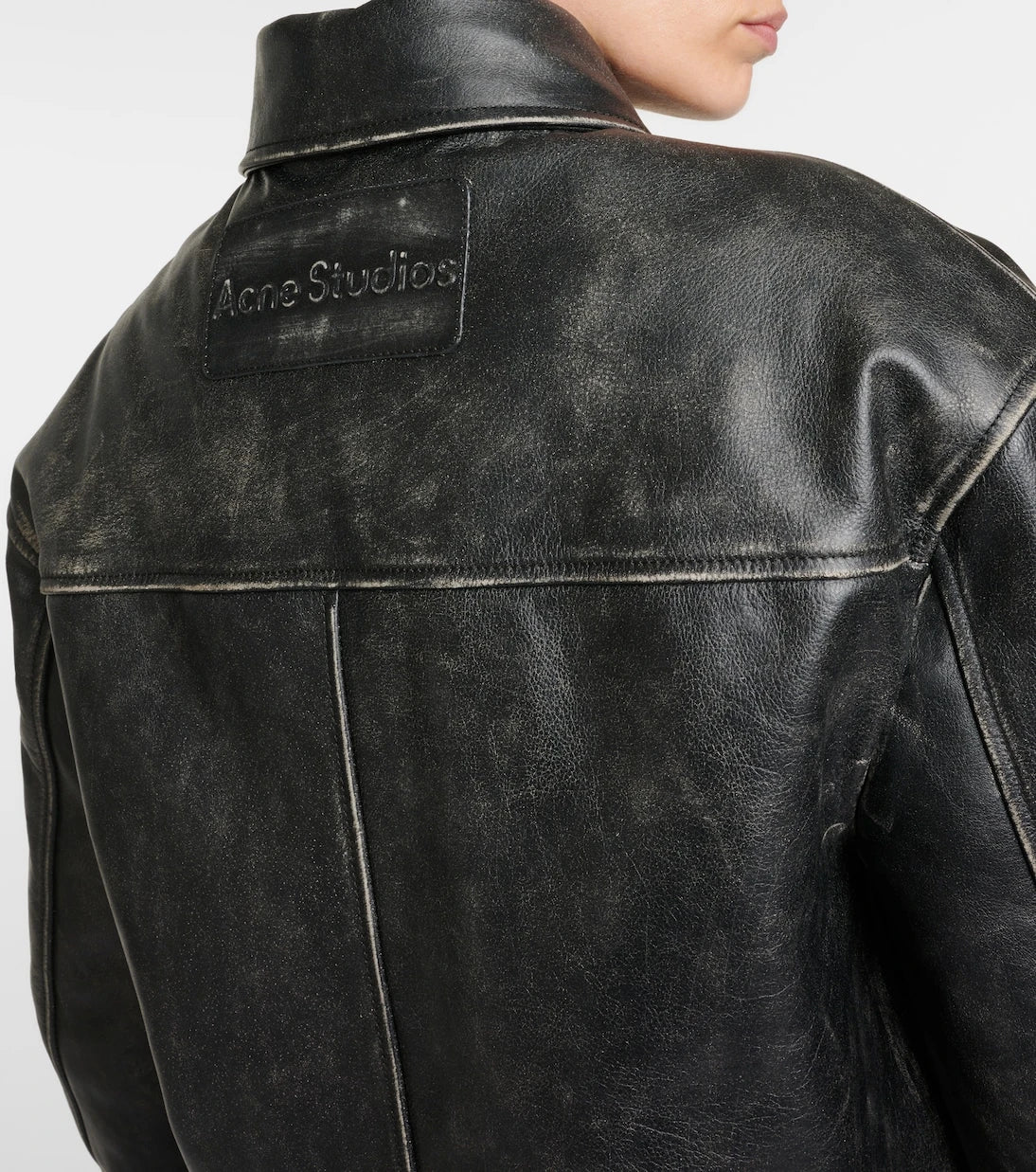 Acne Studios - Distressed leather biker jacket