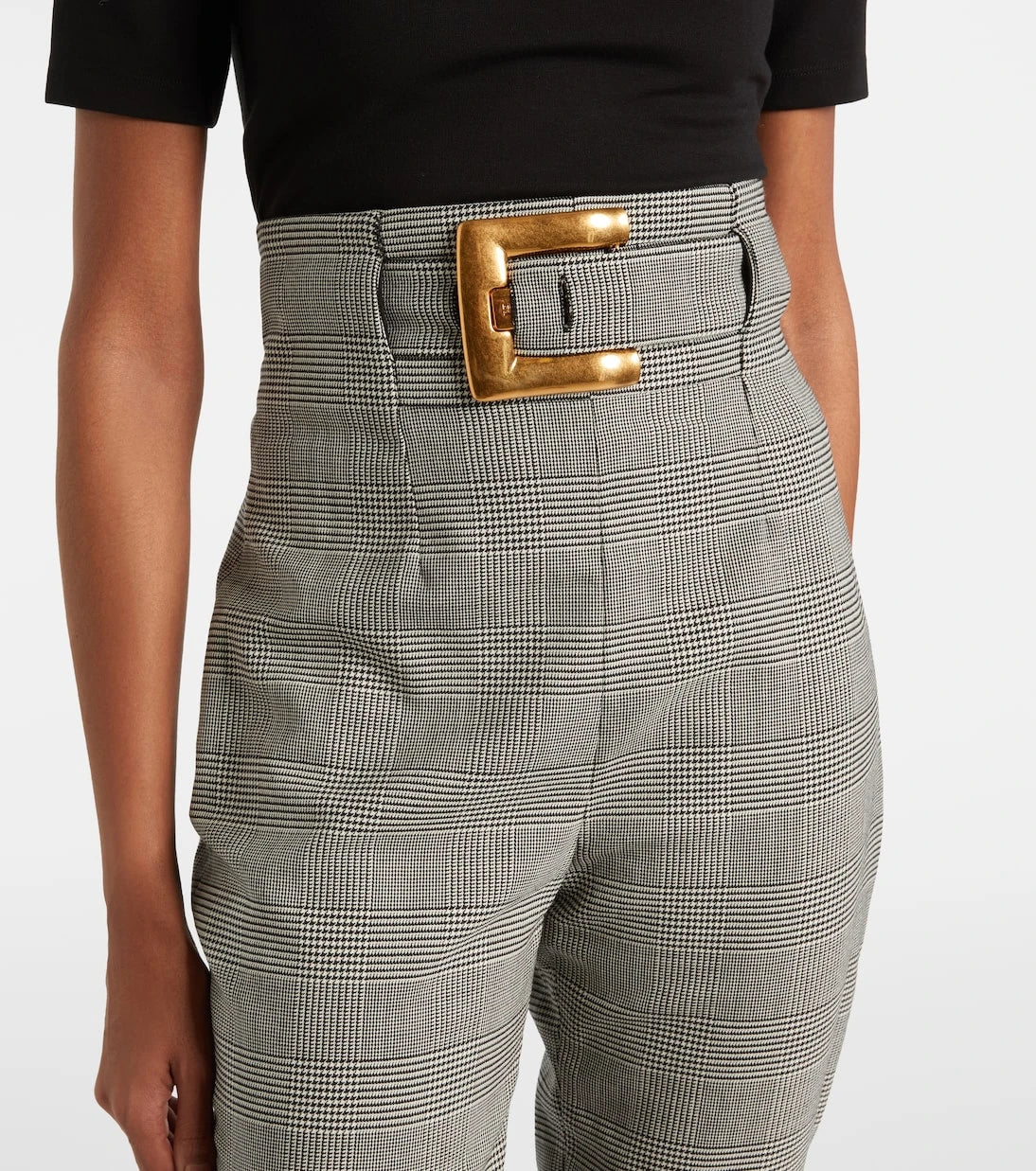Balmain - Prince of Wales wool-blend slim pants