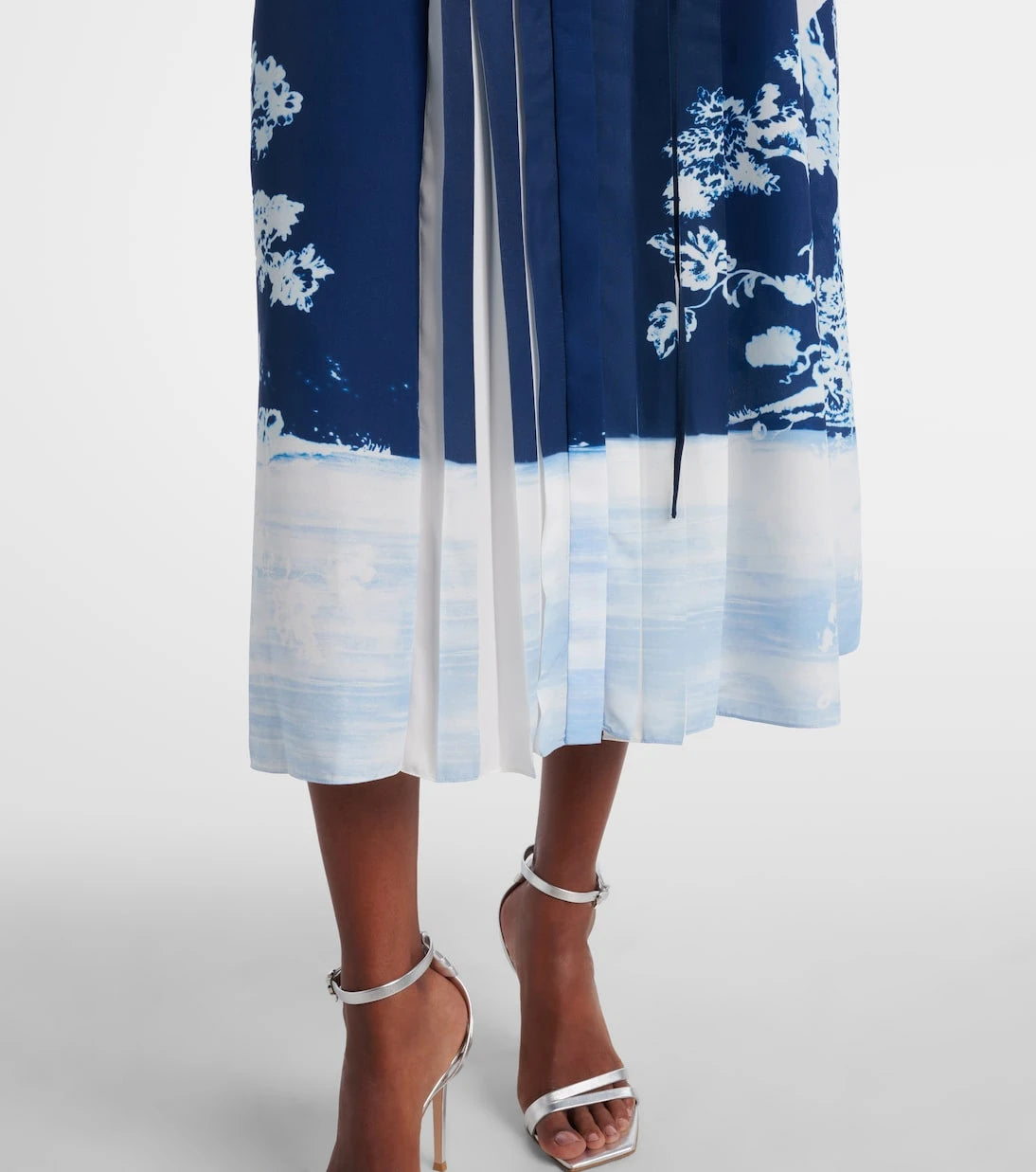 Erdem - Kemerli, desenli midi elbise