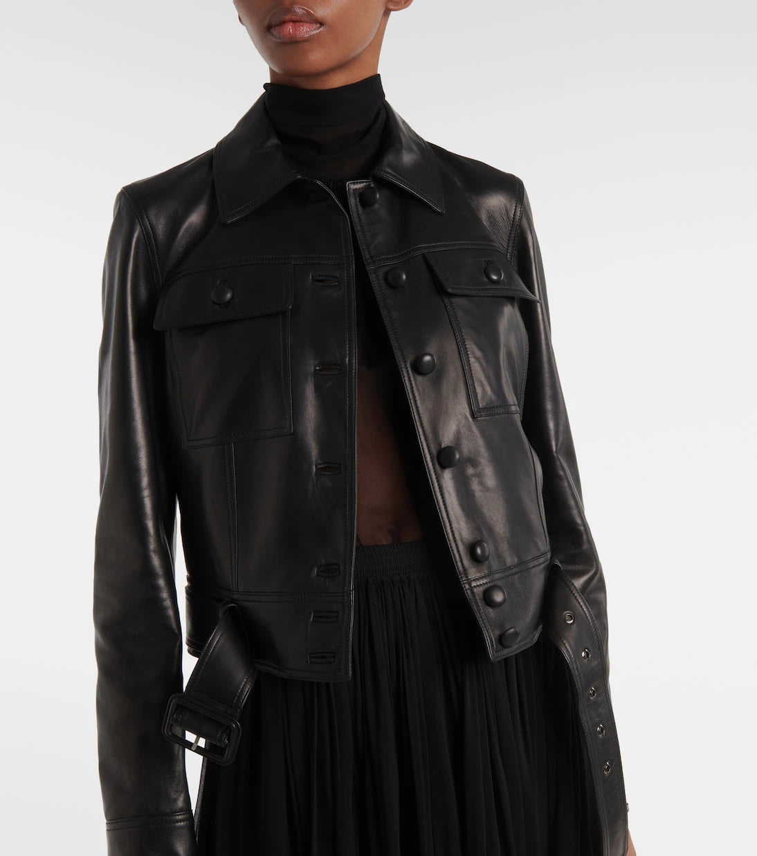 Saint Laurent - Cropped leather jacket