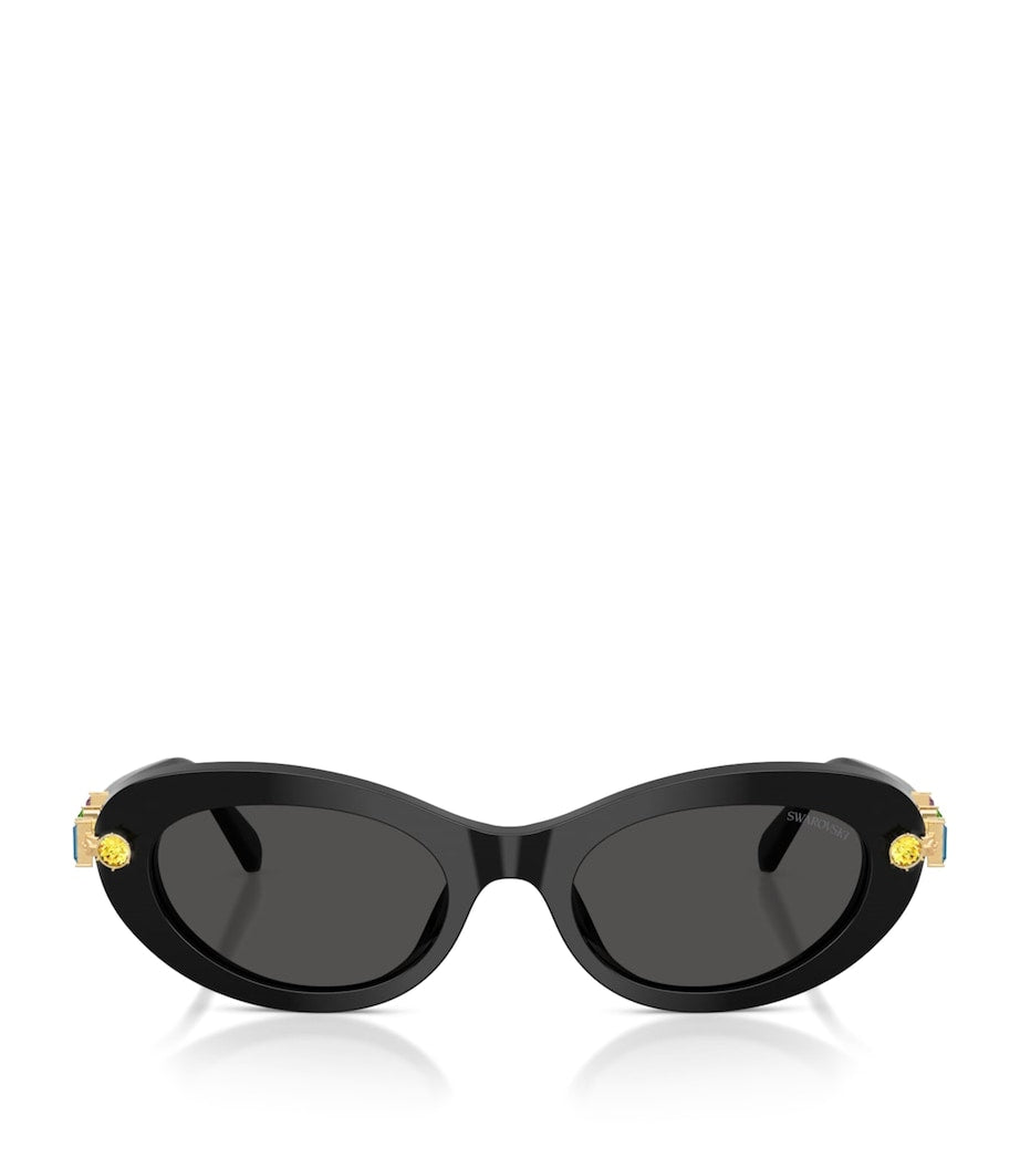 Swarovski Black Acetate Oval SK6042 Sunglasses 100187
