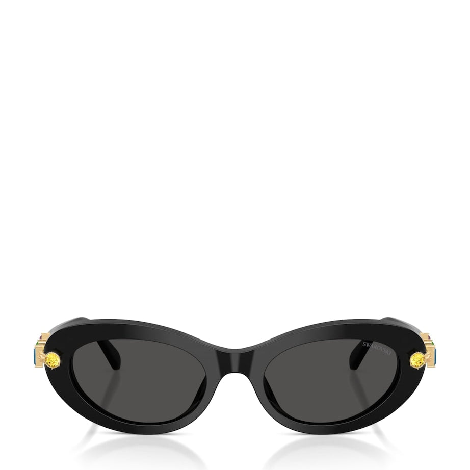 Swarovski Black Acetate Oval SK6042 Sunglasses 100187