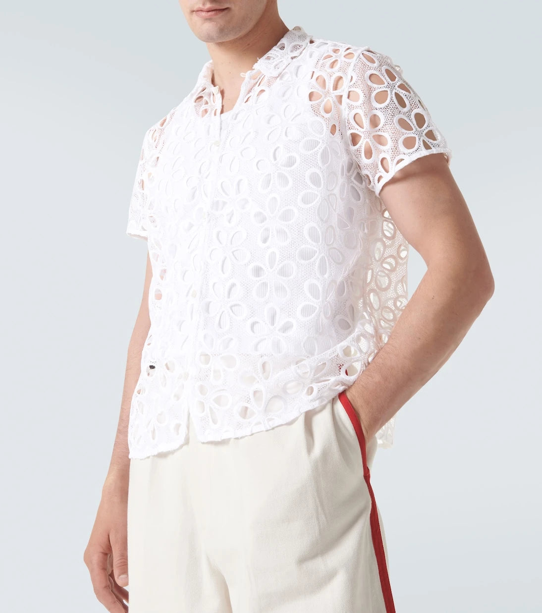 Bode - Primrose floral lace shirt