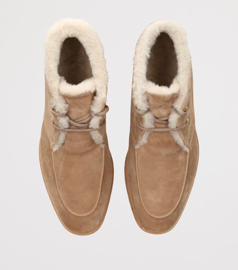 Bougeotte Beige Suede Shearling-Lined Boots