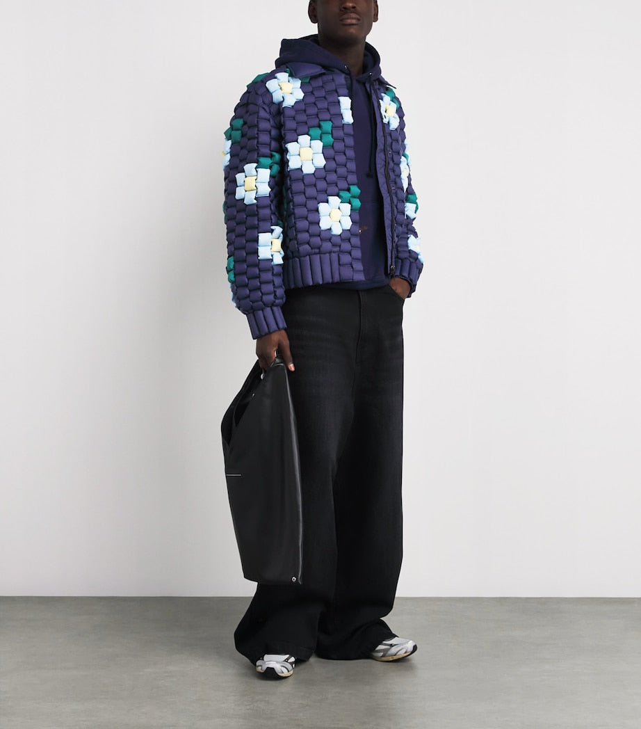 Raxxy Navy 3D Down-Filled Floral Puffer Jacket