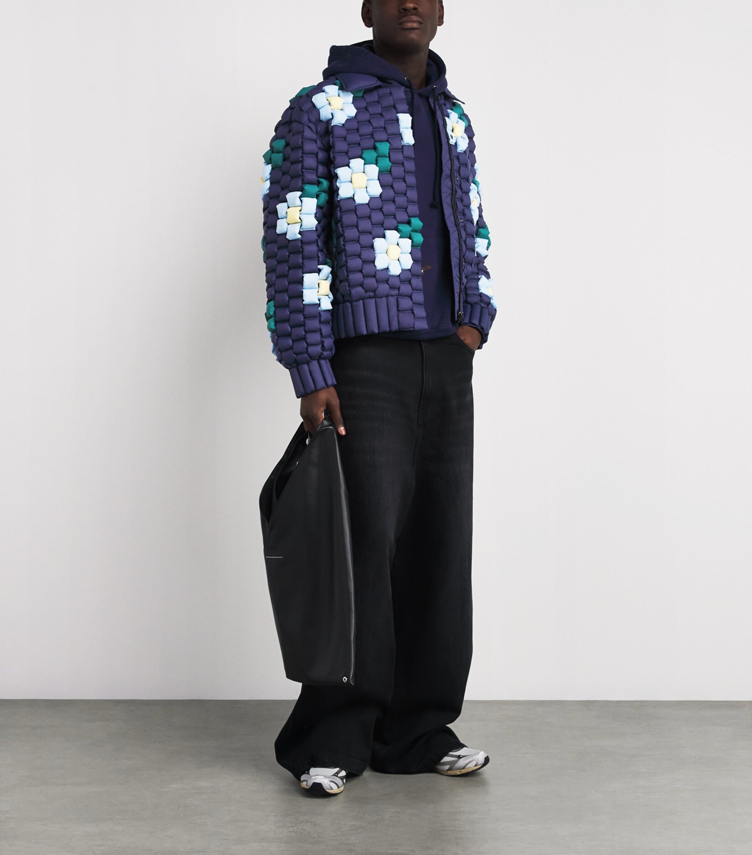 Raxxy Navy 3D Down-Filled Floral Puffer Jacket