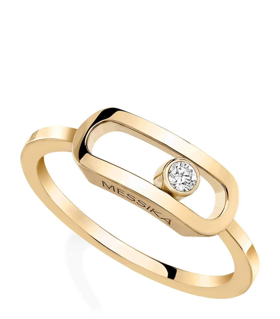 Yellow Gold and Diamond Move Uno Ring