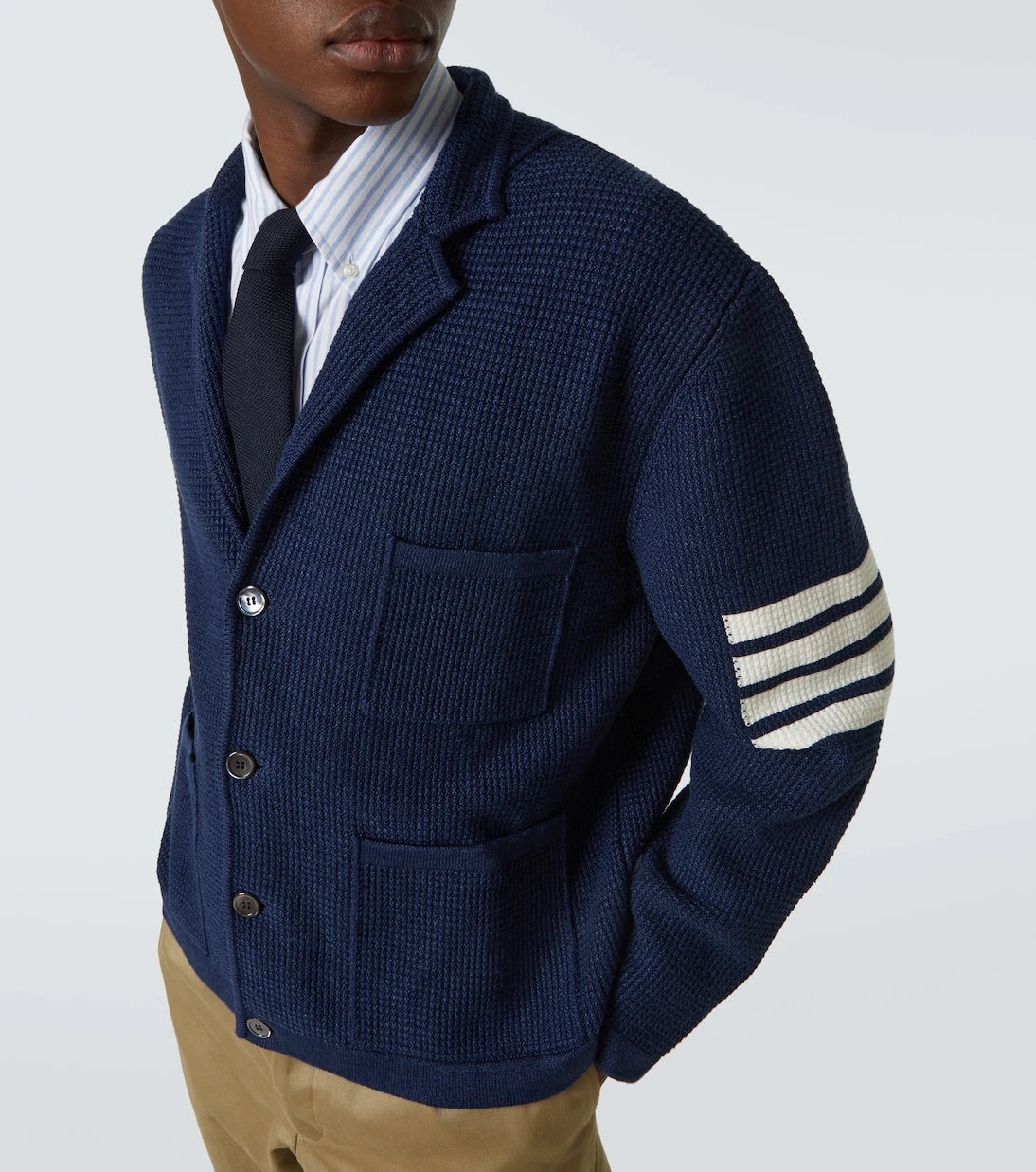 Thom Browne - 4-Bar keten ve pamuk karışımı hırka