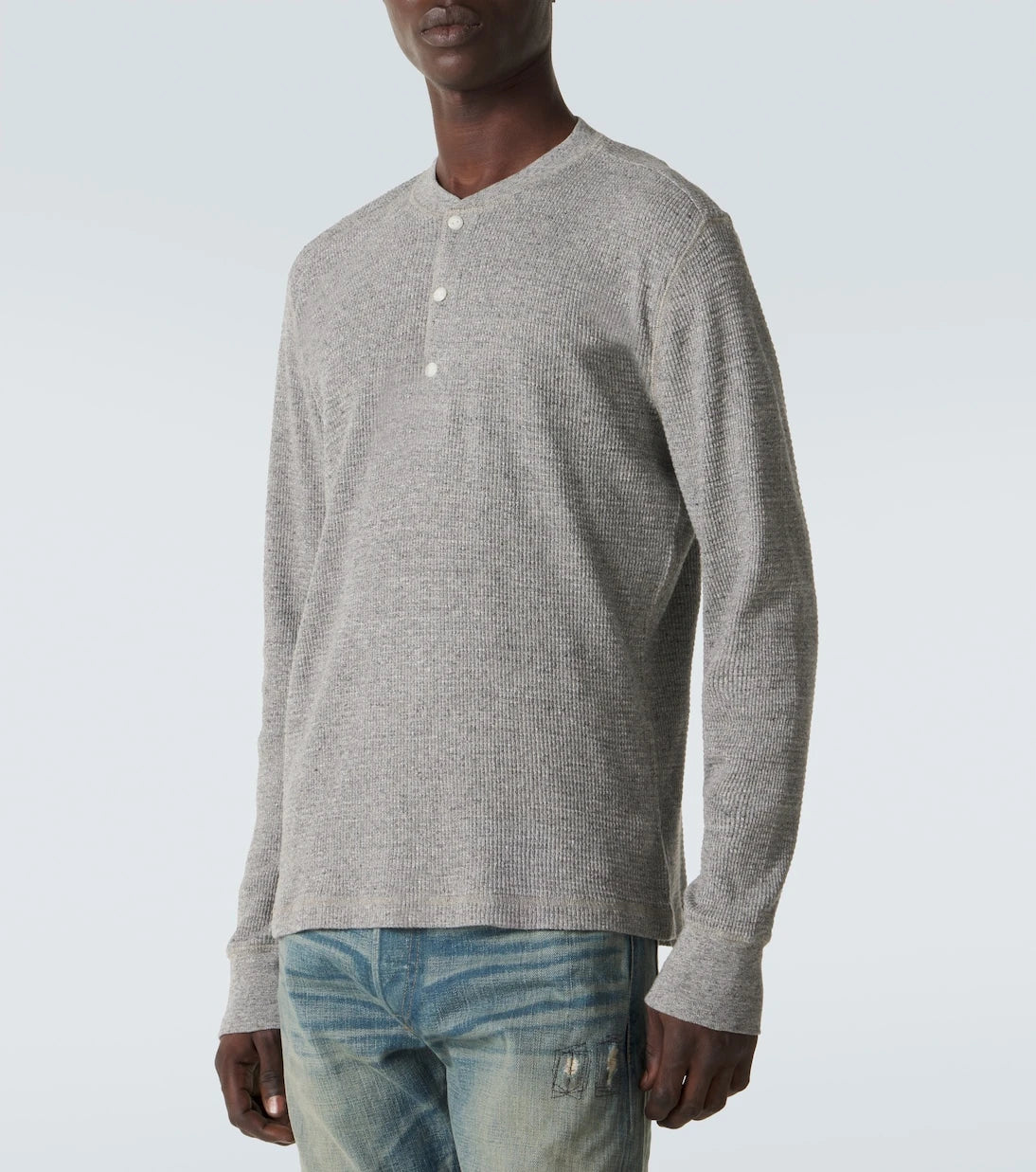 RRL - Waffle örgü pamuk Henley tişört