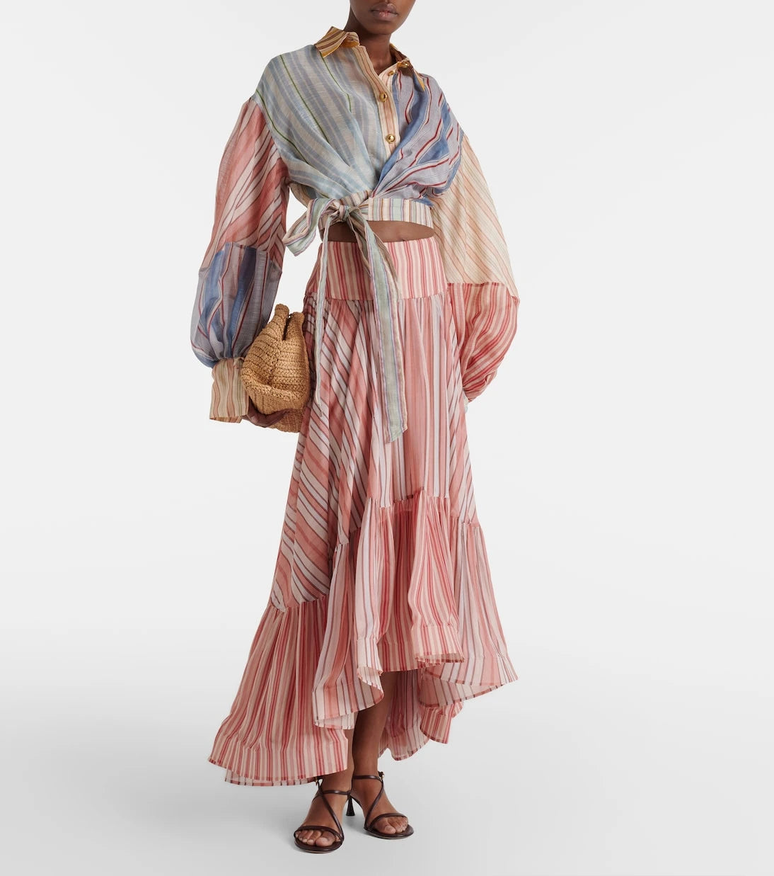 Zimmermann - Rebellion striped midi skirt