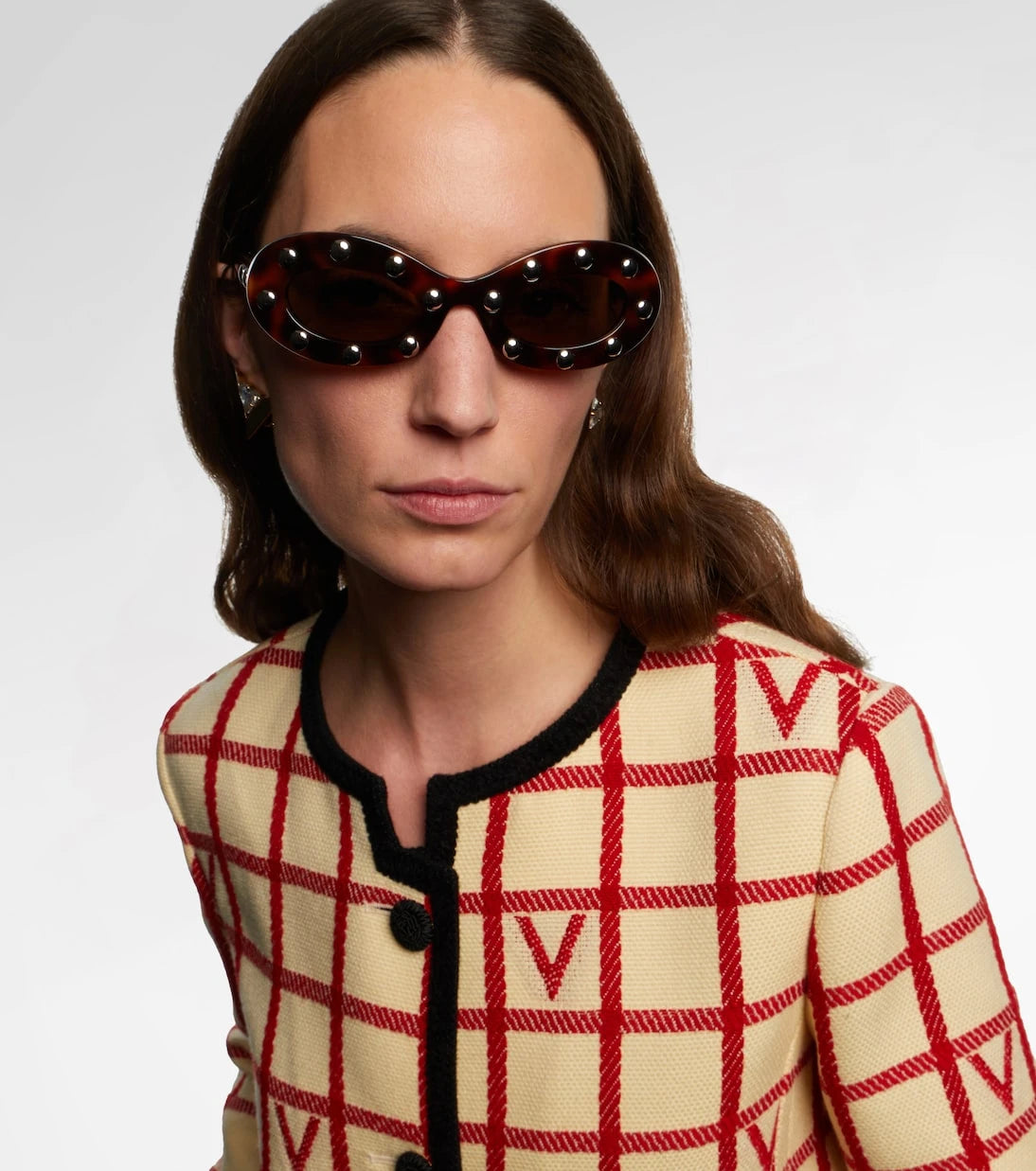 Valentino - VLogo studded oval sunglasses