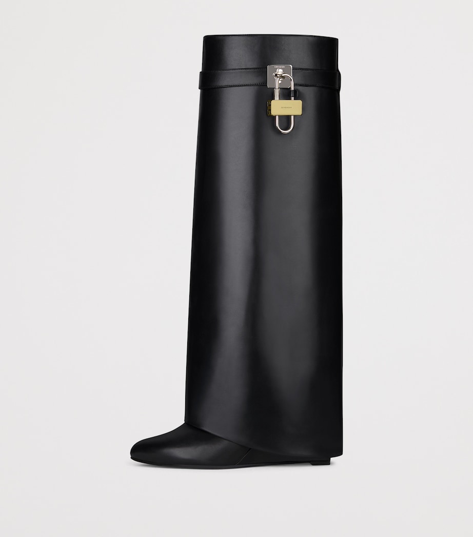 Givenchy Black Leather Shark Lock Knee-High Boots 90