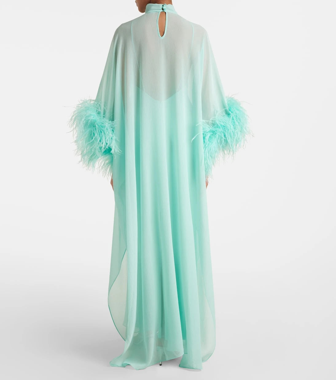 Taller Marmo - Penelope feather-trimmed silk kaftan