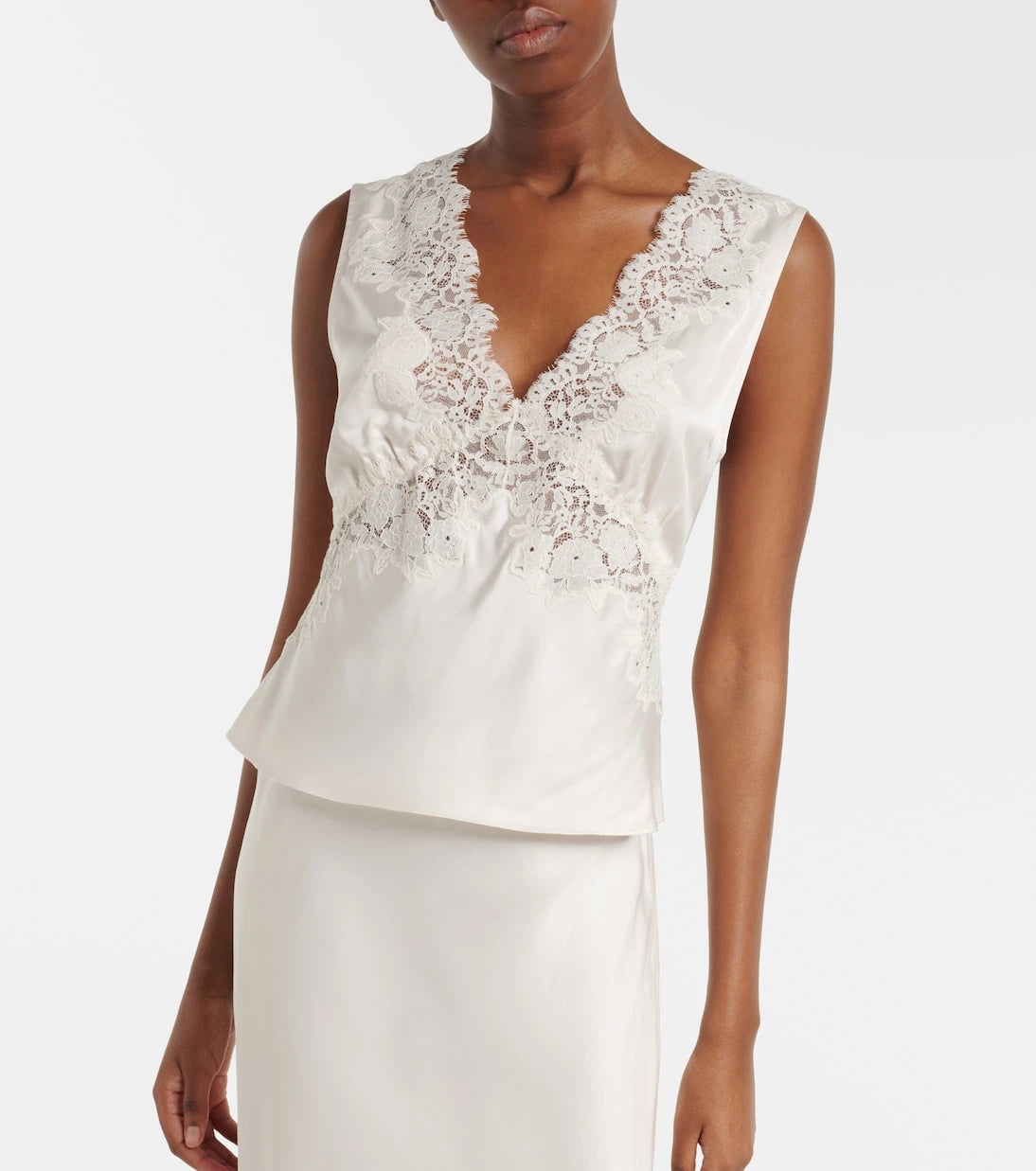 Rixo - Emmie lace-trimmed satin top