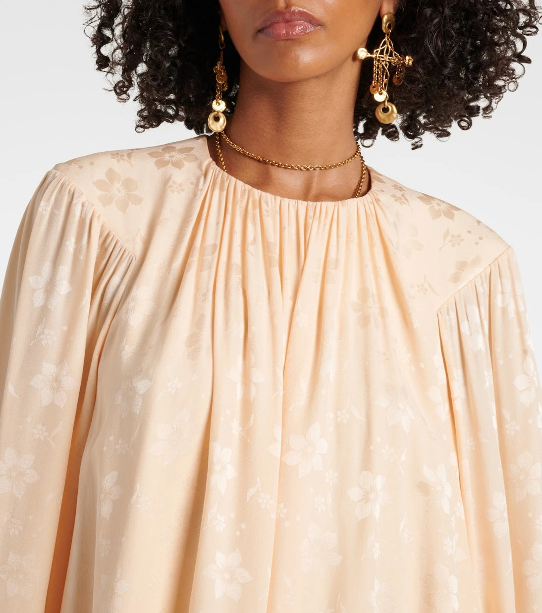 Chloé - Gathered floral silk jacquard minidress