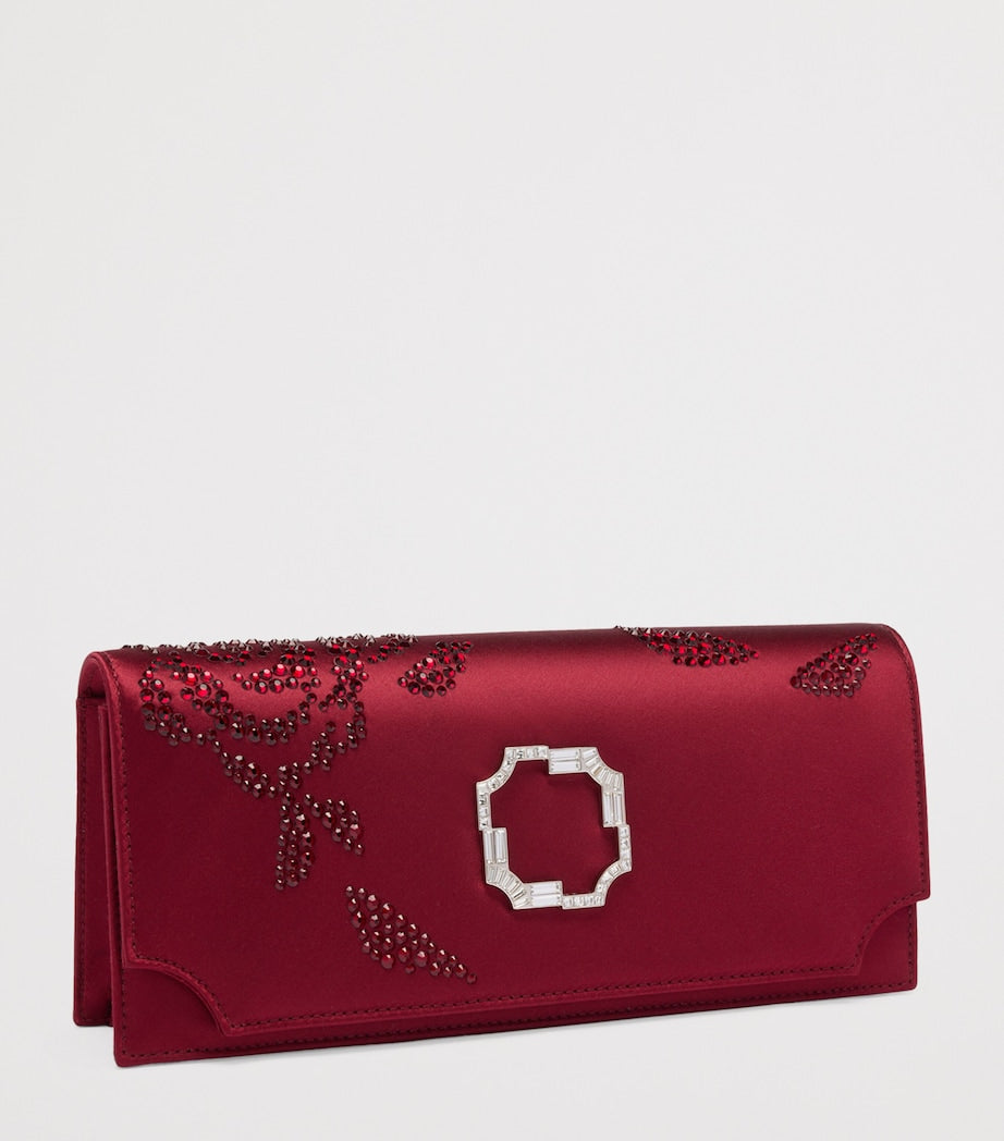 Malone Souliers Red Satin Embellished Vivien Clutch Bag