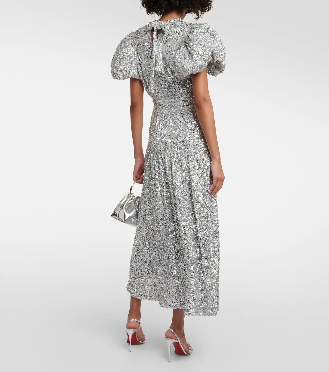 Rotate - Puff-sleeve sequined midi dress