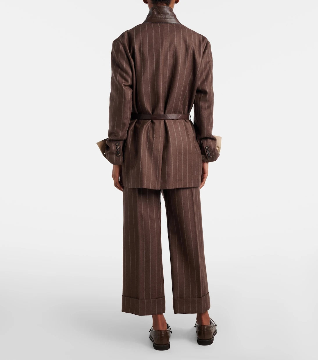 Brunello Cucinelli - Chalk stripe wool cropped flared pants