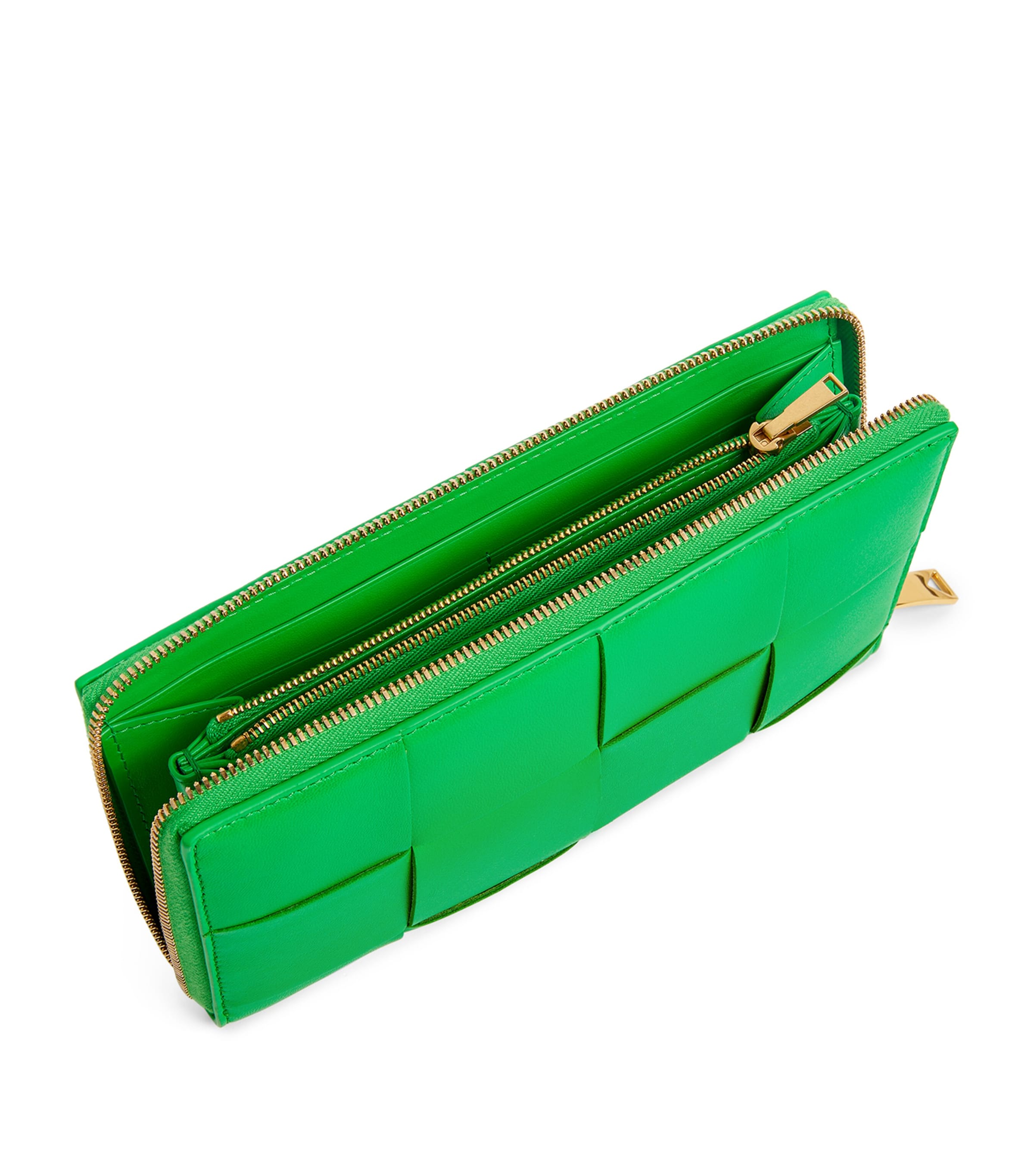 Green Leather Intreccio Wallet