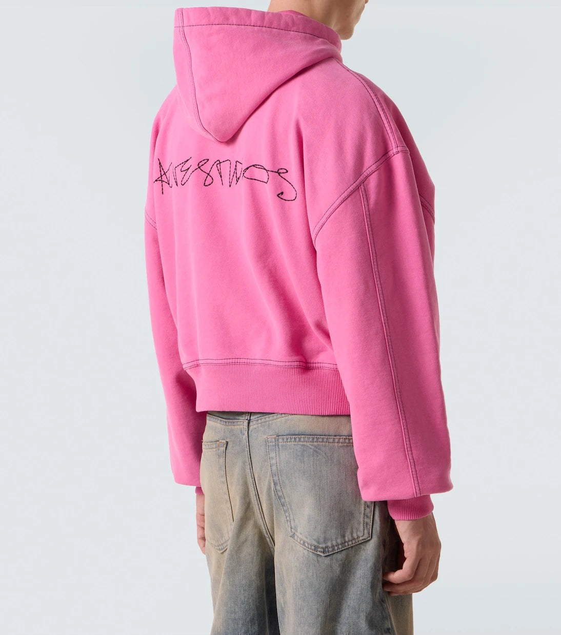 Acne Studios - سترة بغطاء رأس من الصوف القطني المطرز بسحاب