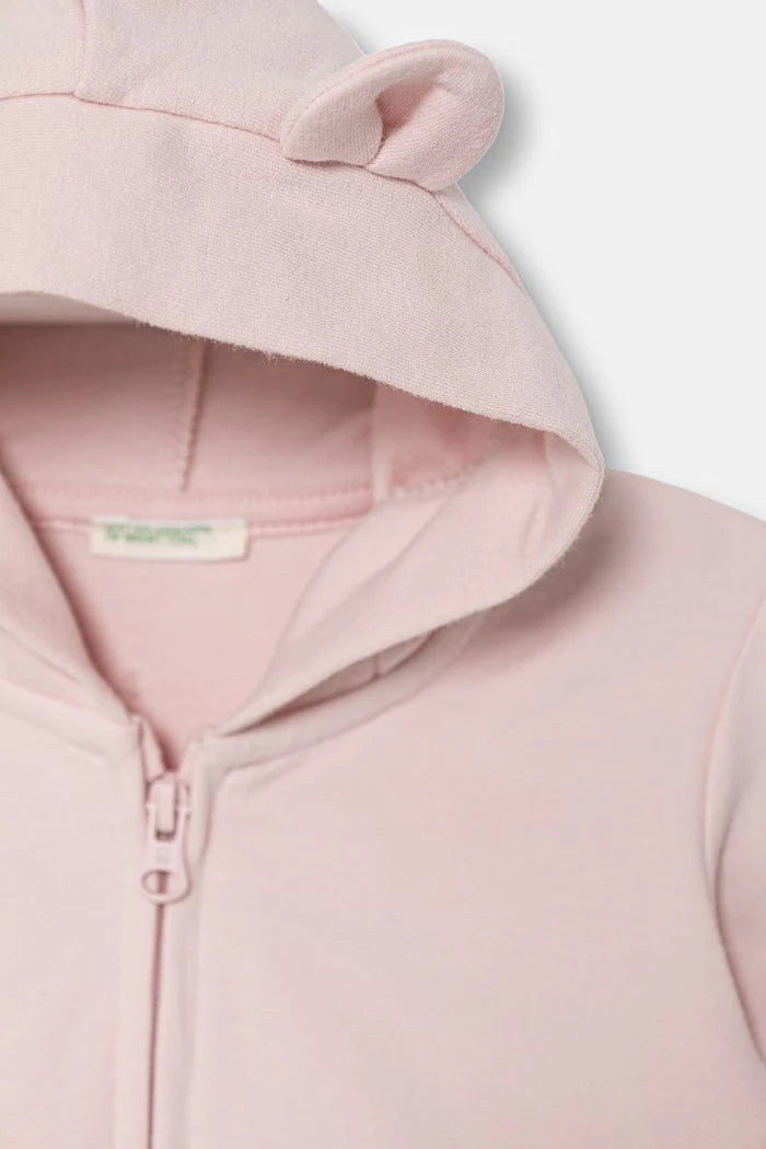 United Colors of Benetton çocuklar için pamuk ve elastan fermuarlı kapüşonlu sweatshirt