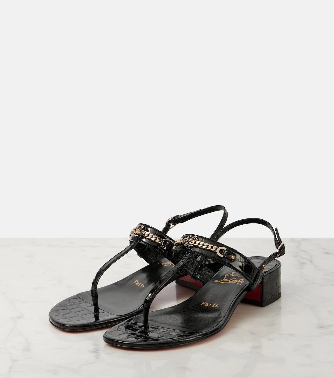 Christian Louboutin - MJ Thong croc-effect leather sandals