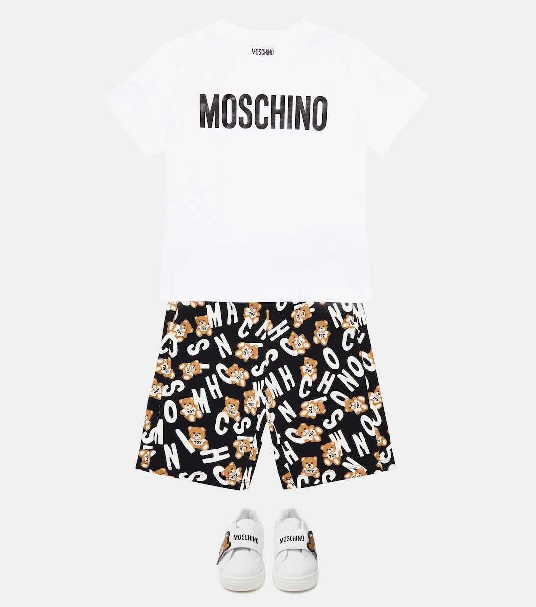 Moschino Kids - أحذية رياضية جلدية بشعار