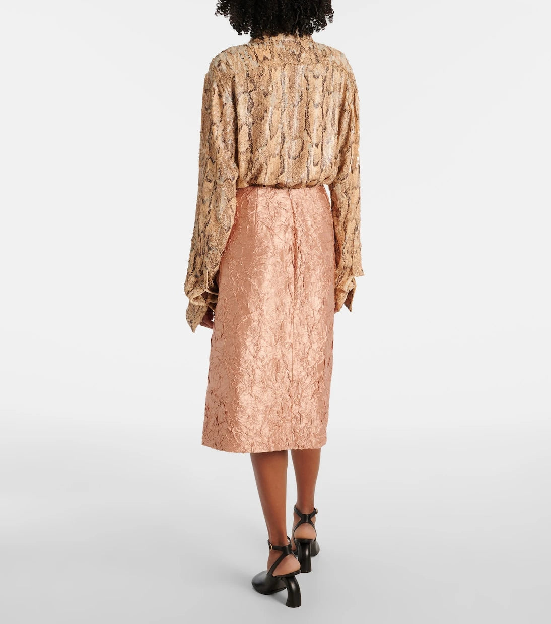 Dries Van Noten - Lamé midi skirt