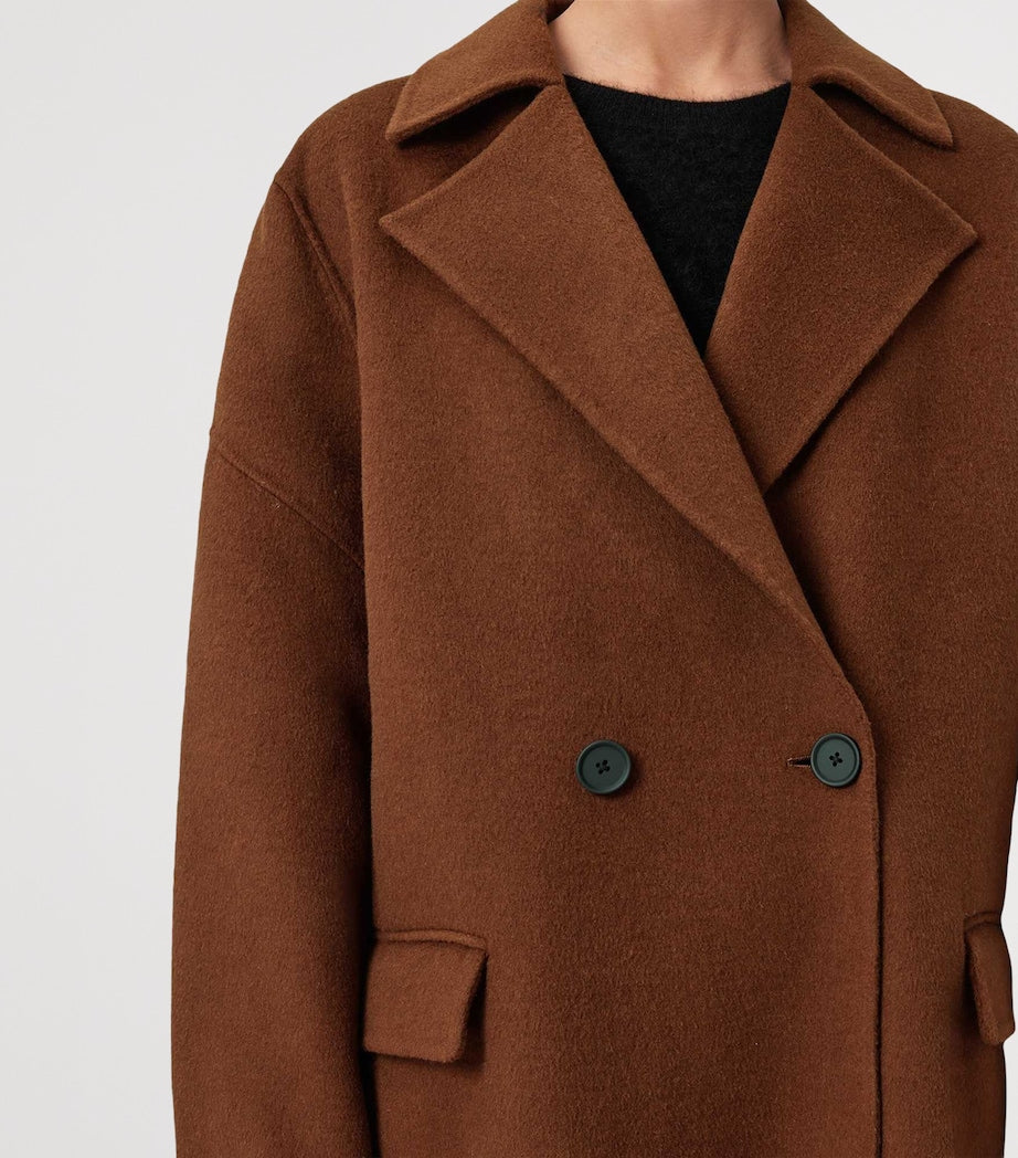 AllSaints Brown Wool-Blend Sellma Coat