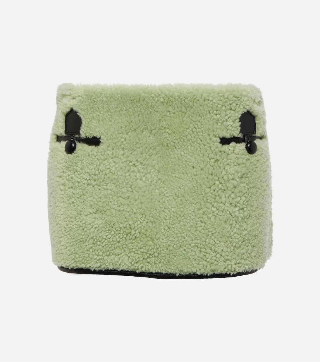 Blancha - Deri şeritli shearling mini etek