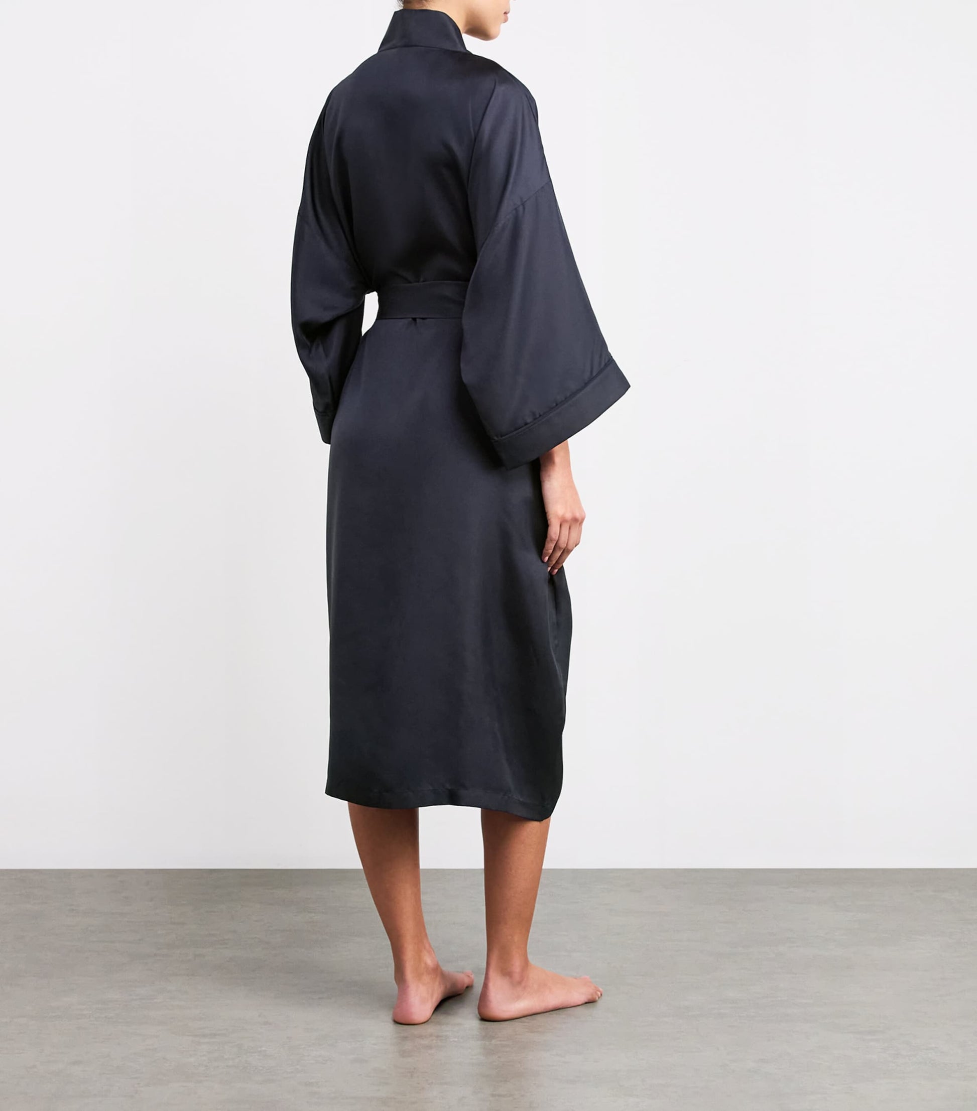 Navy Silk Sabine Long Robe
