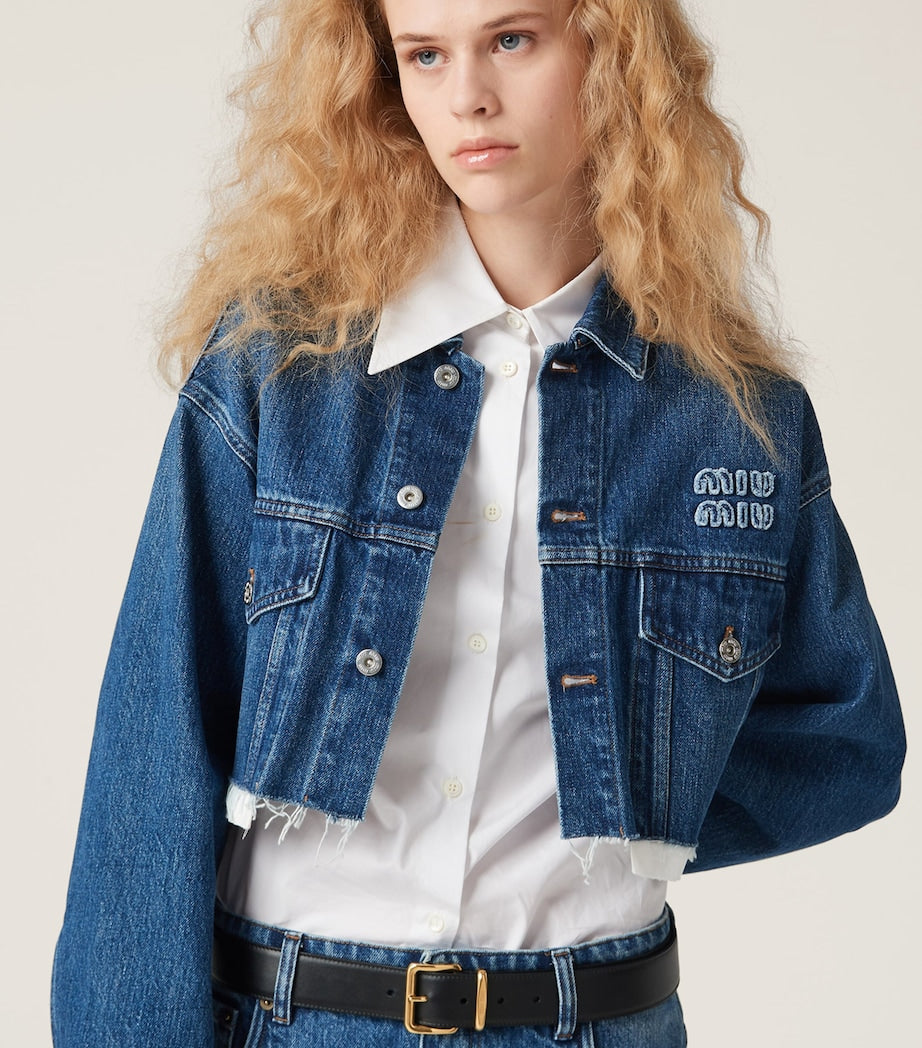 Miu Miu Blue Cropped Denim Jacket