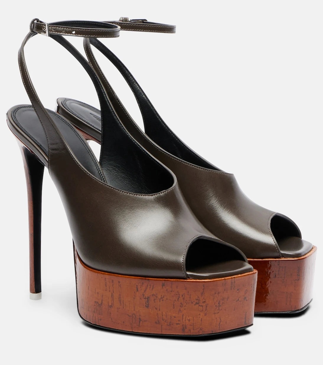 The Attico - Ornella leather platform slingback pumps